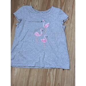 Womens Croft & Barrow Gray Short Sleeve Pink Flamingo Graphic Shirt Large EUC